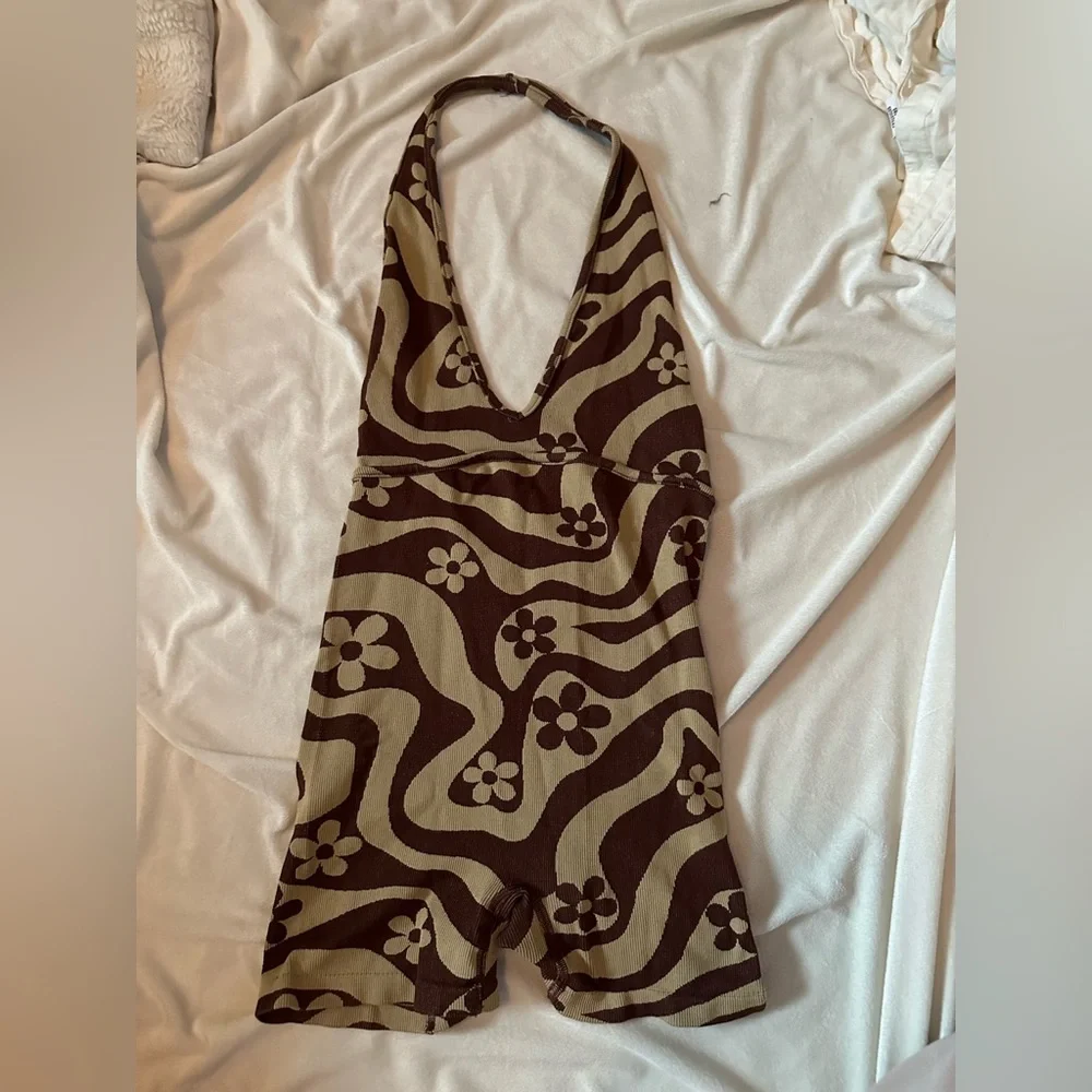 Urban Outfitters: Out from Under Fitted Brown and Tan Romper Size Medium - Picture 1 of 3